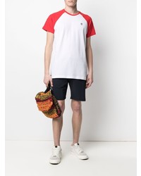 T-shirt à col rond blanc et rouge Hydrogen