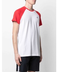 T-shirt à col rond blanc et rouge Hydrogen