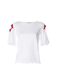 T-shirt à col rond blanc et rouge Vivetta