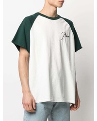 T-shirt à col rond blanc et vert Rhude