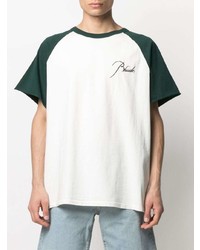 T-shirt à col rond blanc et vert Rhude