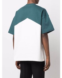 T-shirt à col rond blanc et vert Jil Sander