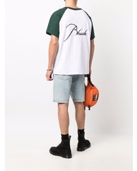 T-shirt à col rond blanc et vert Rhude