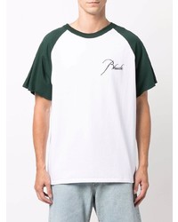 T-shirt à col rond blanc et vert Rhude