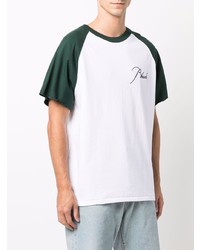 T-shirt à col rond blanc et vert Rhude