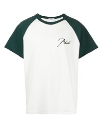 T-shirt à col rond blanc et vert Rhude