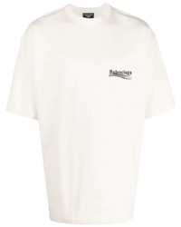 T-shirt à col rond blanc Balenciaga