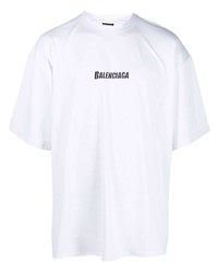 T-shirt à col rond blanc Balenciaga