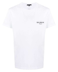 T-shirt à col rond blanc Balmain