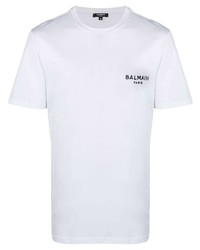 T-shirt à col rond blanc Balmain