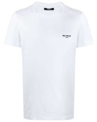 T-shirt à col rond blanc Balmain