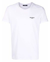 T-shirt à col rond blanc Balmain