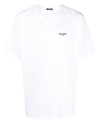 T-shirt à col rond blanc Balmain