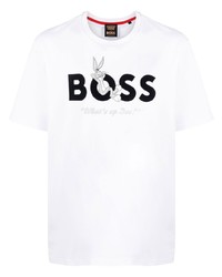 T-shirt à col rond blanc BOSS