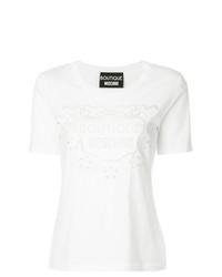T-shirt à col rond blanc Boutique Moschino
