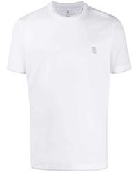 T-shirt à col rond blanc Brunello Cucinelli