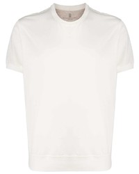 T-shirt à col rond blanc Brunello Cucinelli