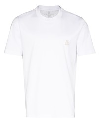 T-shirt à col rond blanc Brunello Cucinelli