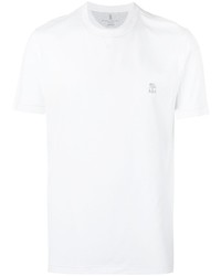 T-shirt à col rond blanc Brunello Cucinelli