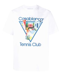 T-shirt à col rond blanc Casablanca