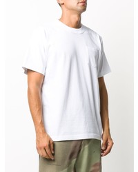 T-shirt à col rond blanc Sacai