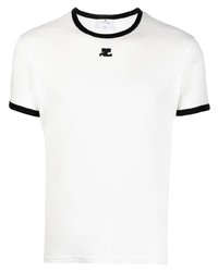 T-shirt à col rond blanc Courrèges