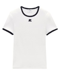 T-shirt à col rond blanc Courrèges