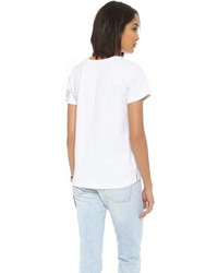 T-shirt à col rond blanc Acquaverde
