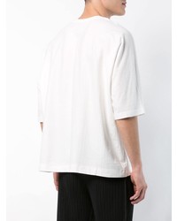 T-shirt à col rond blanc Homme Plissé Issey Miyake