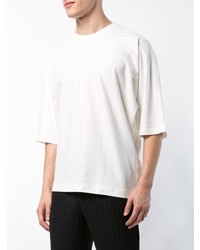 T-shirt à col rond blanc Homme Plissé Issey Miyake