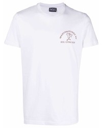 T-shirt à col rond blanc Diesel