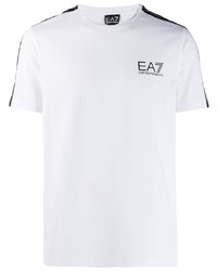 T-shirt à col rond blanc Ea7 Emporio Armani