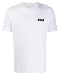 T-shirt à col rond blanc Ea7 Emporio Armani