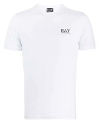 T-shirt à col rond blanc Ea7 Emporio Armani