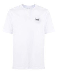 T-shirt à col rond blanc Ea7 Emporio Armani