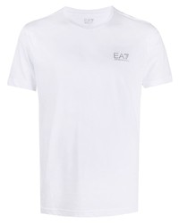 T-shirt à col rond blanc Ea7 Emporio Armani