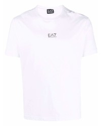 T-shirt à col rond blanc Ea7 Emporio Armani