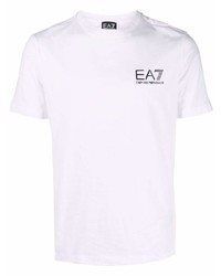 T-shirt à col rond blanc Ea7 Emporio Armani