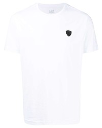 T-shirt à col rond blanc Ea7 Emporio Armani