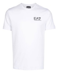 T-shirt à col rond blanc Ea7 Emporio Armani