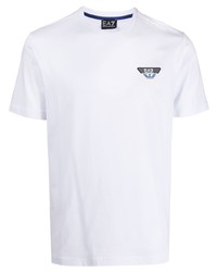 T-shirt à col rond blanc Ea7 Emporio Armani