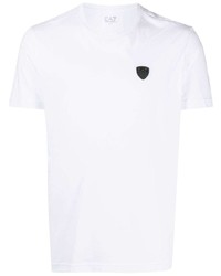 T-shirt à col rond blanc Ea7 Emporio Armani