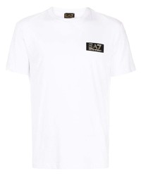 T-shirt à col rond blanc Ea7 Emporio Armani