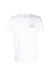 T-shirt à col rond blanc Ea7 Emporio Armani