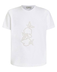 T-shirt à col rond blanc Etro
