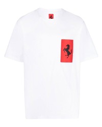T-shirt à col rond blanc Ferrari