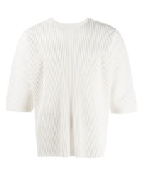 T-shirt à col rond blanc Homme Plissé Issey Miyake