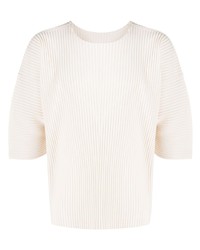 T-shirt à col rond blanc Homme Plissé Issey Miyake