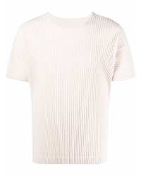 T-shirt à col rond blanc Homme Plissé Issey Miyake