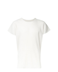 T-shirt à col rond blanc Homme Plissé Issey Miyake